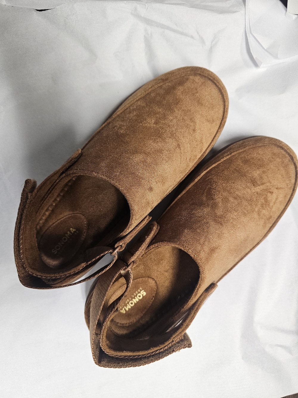 Sonoma Women's Brown Suede Clogs With Adjustable Heel Straps
